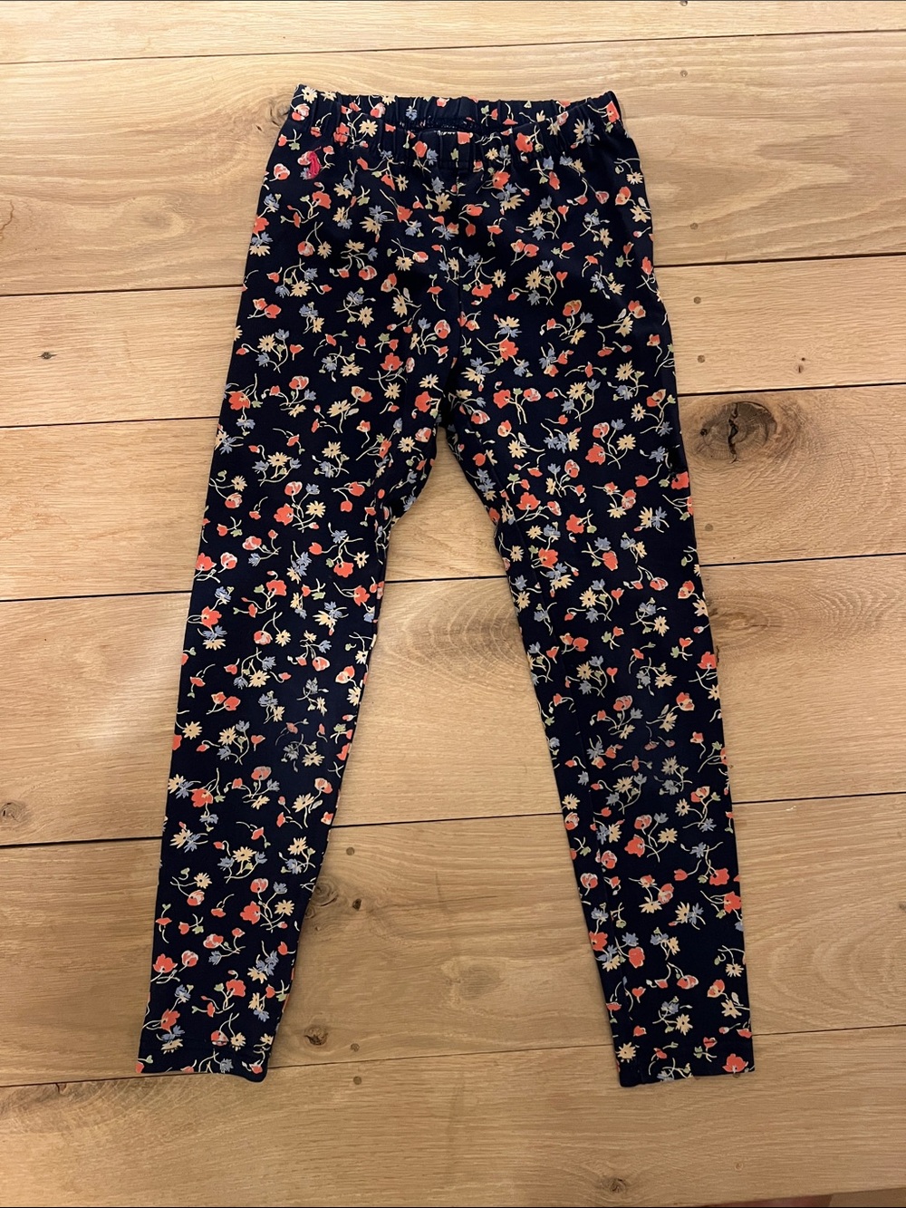 Girls' Navy Polo Ralph Lauren Floral Stretch Leggings
